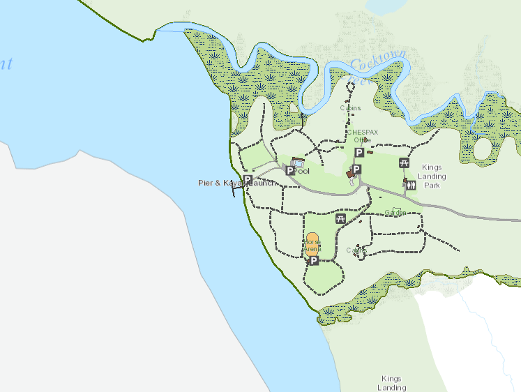 Kings Landing Park Water Access map