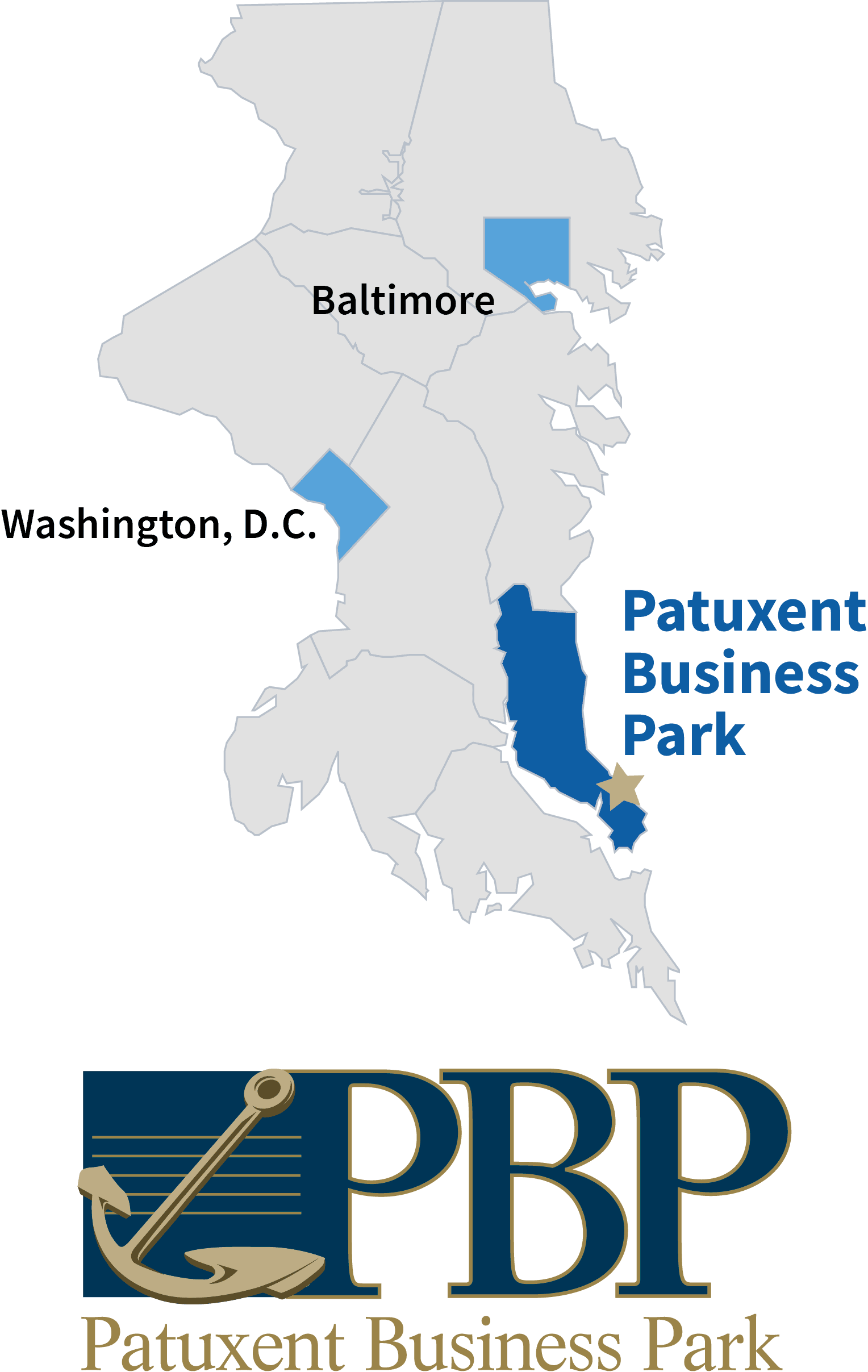 Patuxent Business Park location map and logo