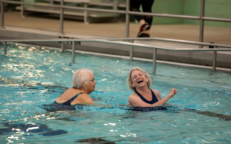 Senior ladies in water fitness class
