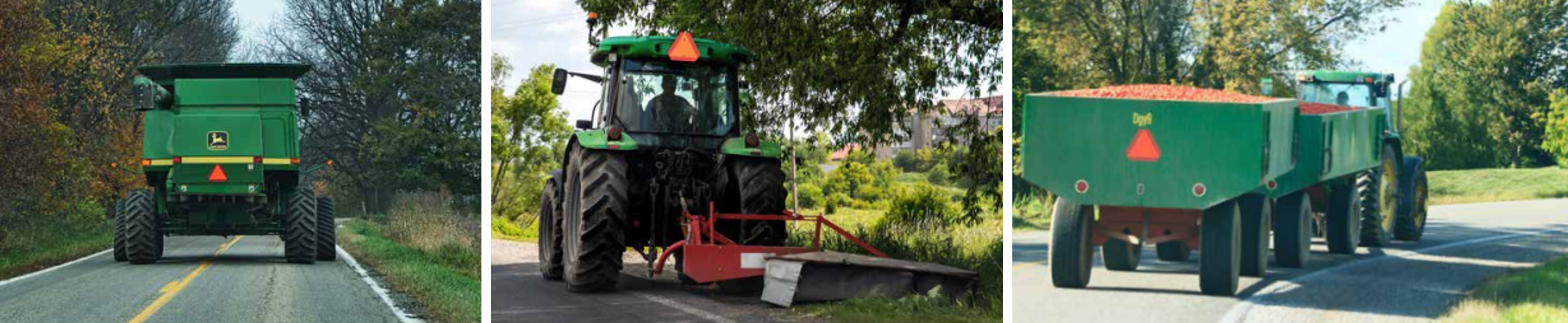 farm equipment on roads